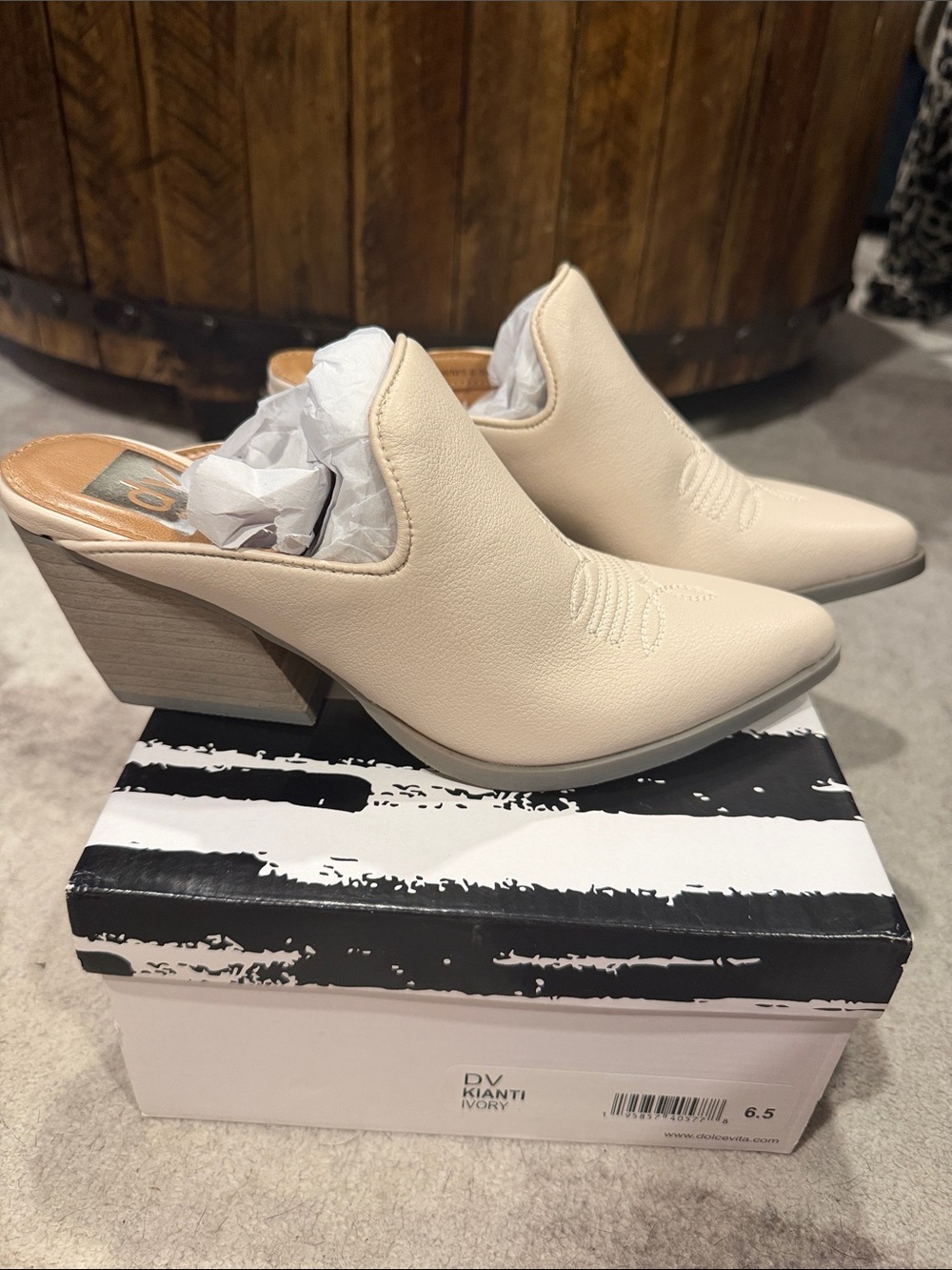 DV by Dolce Vita Ivory Slip-On Mule with Block Heel